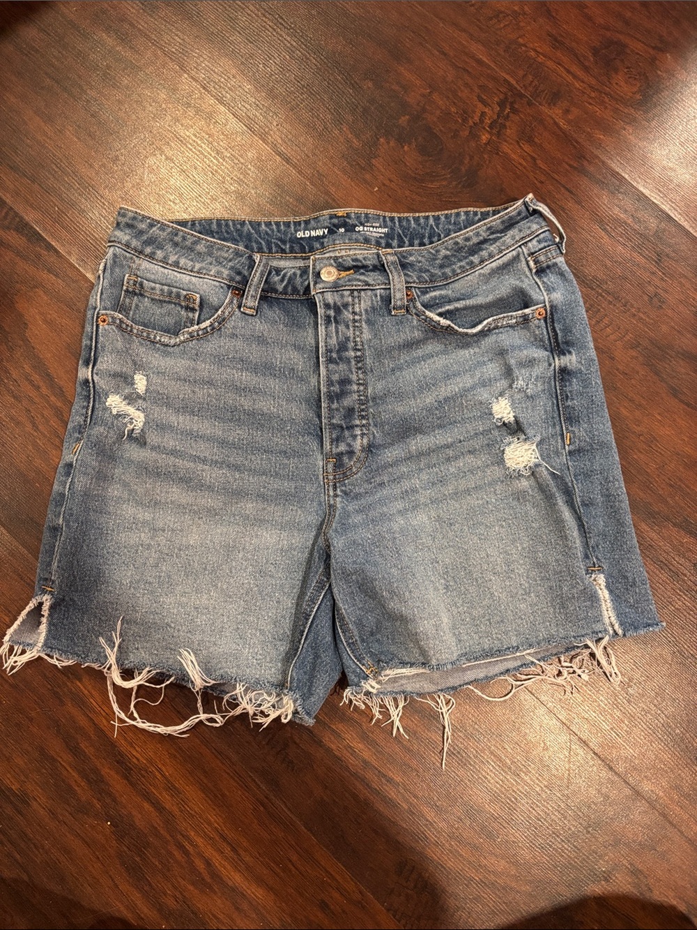 Old Navy Womens High Rise Distressed Frayed Denim Shorts size 10